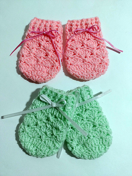 Manoplas para bebe en Crochet